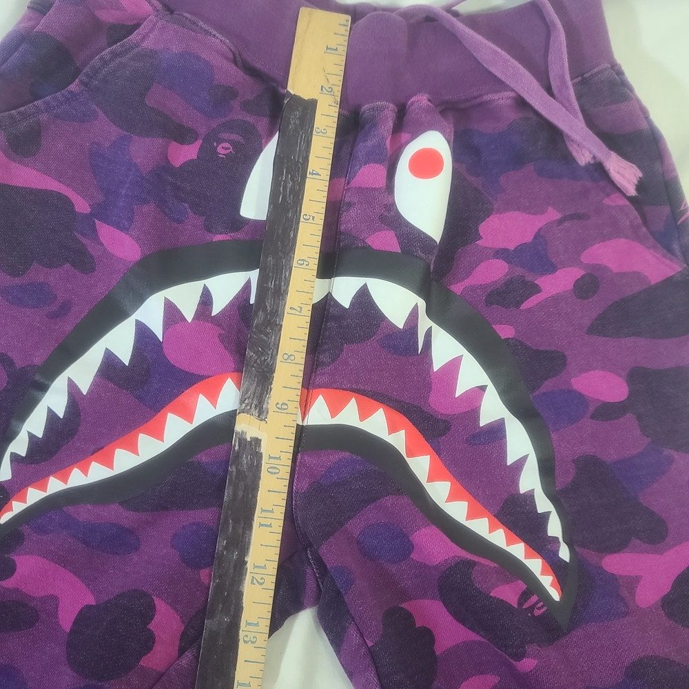 A Bathing Ape BAPE Shark Purple Camo Sweats 100% Cotton Sweatpants Sz. Medium - Picture 12 of 14